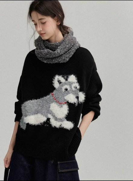 画像3: Puppy knit round neck pullover sweater knit 　 パピー編み込みラウンドネックのプルオーバーセーターニット (3)
