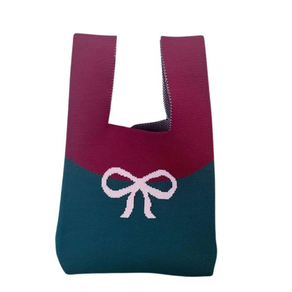 画像3: Ribbon knit drawstring tote bag　リボン編み込みニット巾着トートバッグ (3)