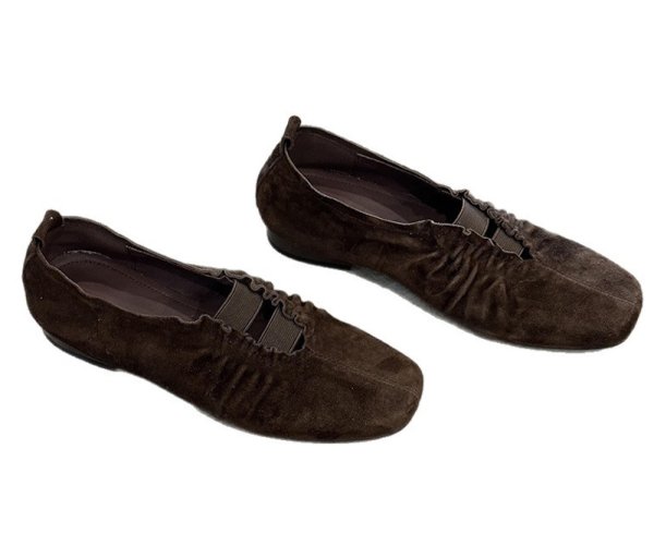 画像5: Leather flat gathered pleated pumps shoes   　レザーフラットギャザープリーツパンプスローファーシューズ (5)