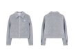 画像1: Women's Gray lapel zip-up wool short jacket coat  グレーラペルジップアップウールショートジャケットコート (1)