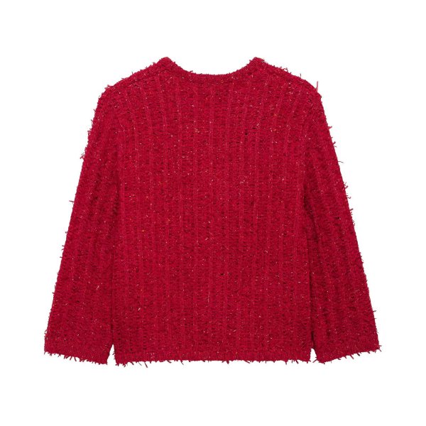 画像2: Round neck knit metal button jacket sweater 　 フレンチスタイルラウンドネックニットジャケットセーター (2)