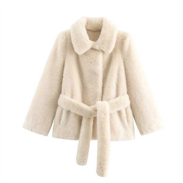 画像3: Women's Fur belt short coat jacket　ファーショートベルトコートジャケット (3)