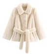 画像1: Women's Fur belt short coat jacket　ファーショートベルトコートジャケット (1)