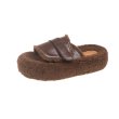 画像2: Fluffy thick-soled sandal slippers　男女兼用厚底フワフワプラットフォームレザーベルトモコモコファーサンダル　スリッパ (2)