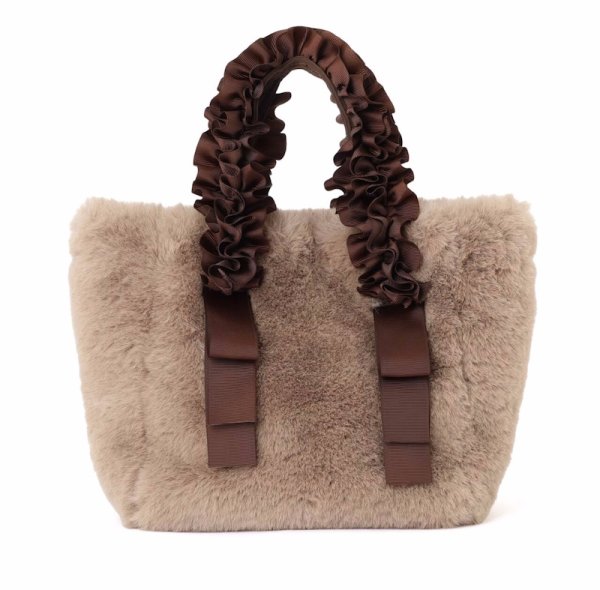 画像1: Gathered handle fluffy fur tote shoulder bag　ギャザーハンドルモコモコファートートショルダーバッグ (1)