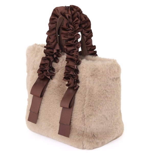 画像4: Gathered handle fluffy fur tote shoulder bag　ギャザーハンドルモコモコファートートショルダーバッグ (4)