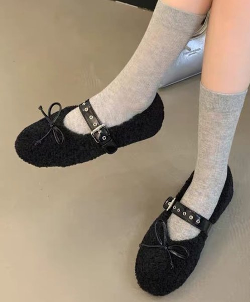 画像5: French Mary Jane Fur Flat Pumps Shoes 　フレンチメリージェーンファーフラットパンプスシューズ (5)