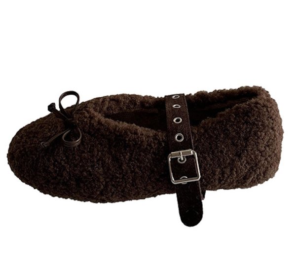 画像3: French Mary Jane Fur Flat Pumps Shoes 　フレンチメリージェーンファーフラットパンプスシューズ (3)