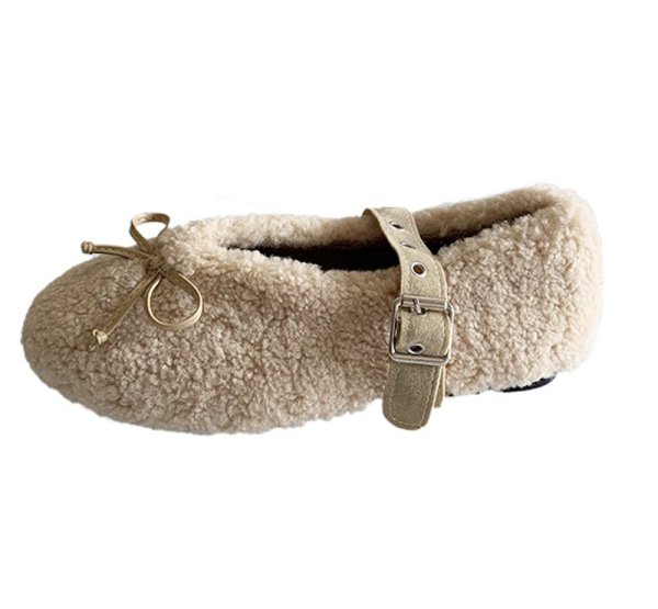 画像6: French Mary Jane Fur Flat Pumps Shoes 　フレンチメリージェーンファーフラットパンプスシューズ (6)