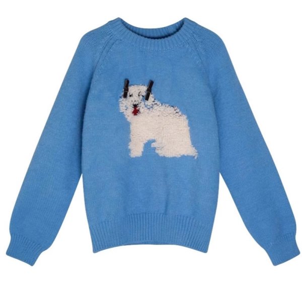 画像1: Fluffy dog ​​embroidered round neck sweater knit　 パピードッグ編み込みラウンドネックのプルオーバーセーターニット (1)