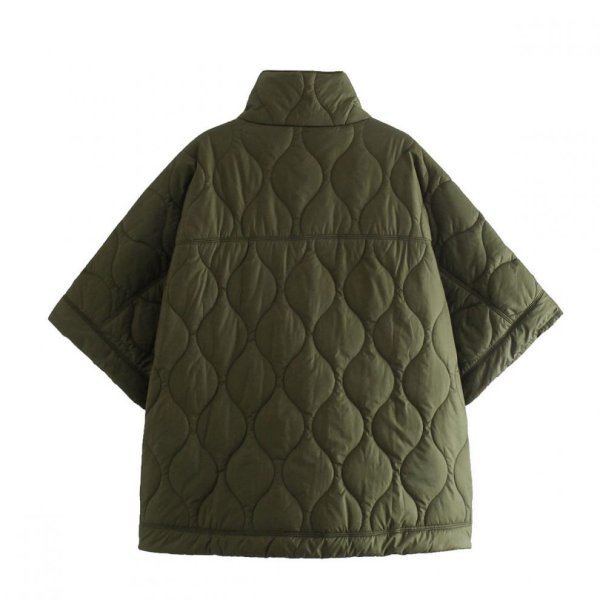 画像3: Women's Stand collar quilted half-zip poncho jacket　スタンドカラーキルティングハーフジップポンチョコートジャケット (3)