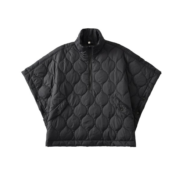 画像8: Women's Stand collar quilted half-zip poncho jacket　スタンドカラーキルティングハーフジップポンチョコートジャケット (8)