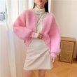 画像11: Pearl-trimmed mink-style fluffy cardigan jacket knit sweater 　パールトリミングミンク風フワフワカーディガンジャケットセーター (11)