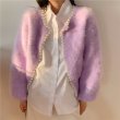 画像4: Pearl-trimmed mink-style fluffy cardigan jacket knit sweater 　パールトリミングミンク風フワフワカーディガンジャケットセーター (4)