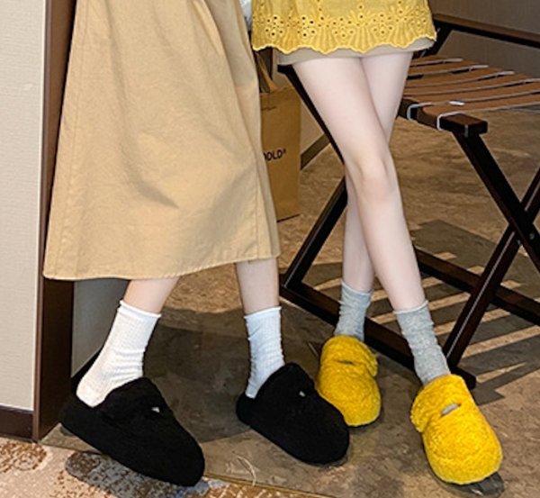 画像8: Belted platform fur sandals and slippers　厚底プラットフォームベルトモコモコファーサンダル　スリッパ (8)