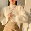 画像3: Pearl-trimmed mink-style fluffy cardigan jacket knit sweater 　パールトリミングミンク風フワフワカーディガンジャケットセーター (3)