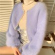画像14: Pearl-trimmed mink-style fluffy cardigan jacket knit sweater 　パールトリミングミンク風フワフワカーディガンジャケットセーター (14)