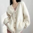 画像3: Mink-like mohair V-neck cardigan jacket knit sweater 　ミンク調モヘアVネックフワフワカーディガンジャケットセーター (3)