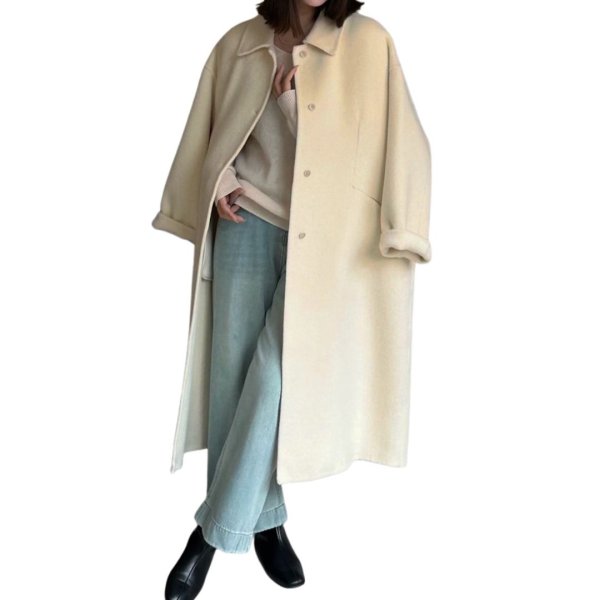 画像1: Women's Basic wool long coat jacket　ベーシックウールロングコートジャケット (1)