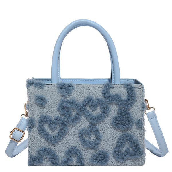 画像4: Fluffy fur heart square tote shoulder crossbody bag モコモコハートファートートショルダークロスボディバッグ (4)