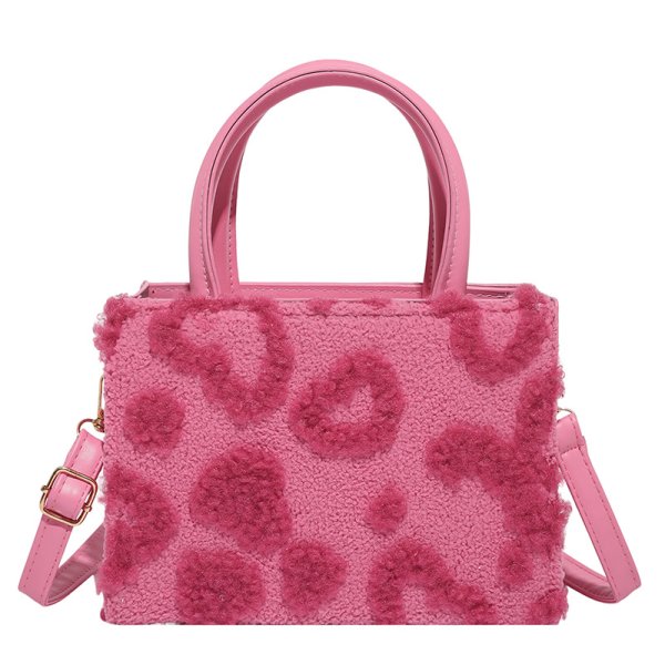 画像1: Fluffy fur heart square tote shoulder crossbody bag モコモコハートファートートショルダークロスボディバッグ (1)