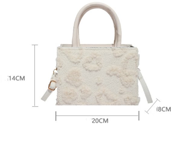 画像5: Fluffy fur heart square tote shoulder crossbody bag モコモコハートファートートショルダークロスボディバッグ (5)
