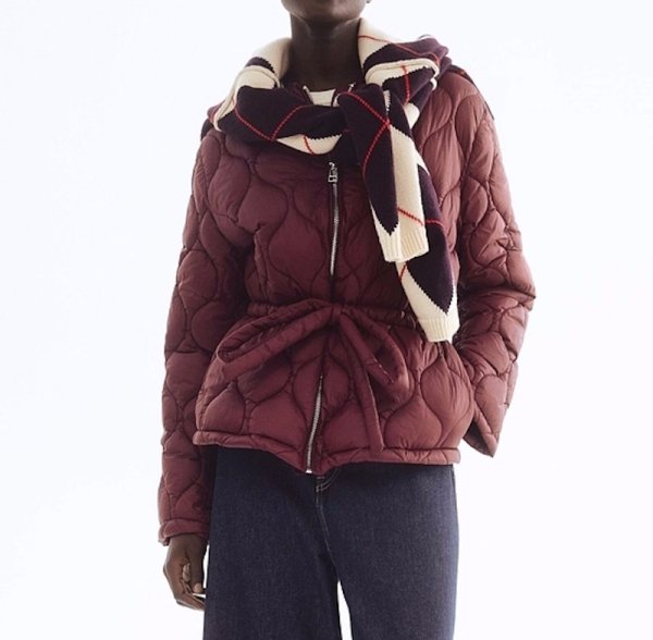 画像6: Women's Round neck waist shirred quilted jacket coat　ラウンドネックウエストシャーリングキルティングジャケットコートジャケット (6)