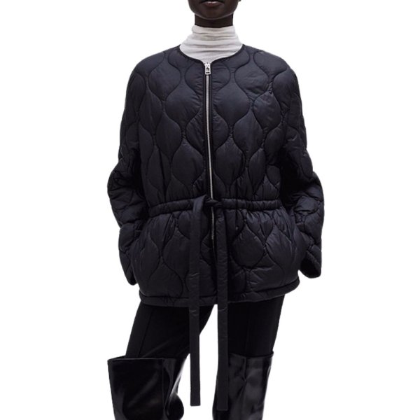 画像1: Women's Round neck waist shirred quilted jacket coat　ラウンドネックウエストシャーリングキルティングジャケットコートジャケット (1)