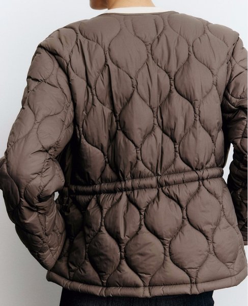 画像13: Women's Round neck waist shirred quilted jacket coat　ラウンドネックウエストシャーリングキルティングジャケットコートジャケット (13)