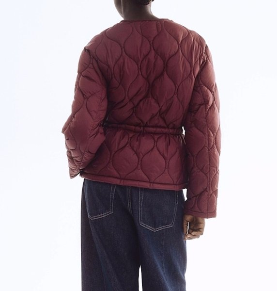 画像7: Women's Round neck waist shirred quilted jacket coat　ラウンドネックウエストシャーリングキルティングジャケットコートジャケット (7)