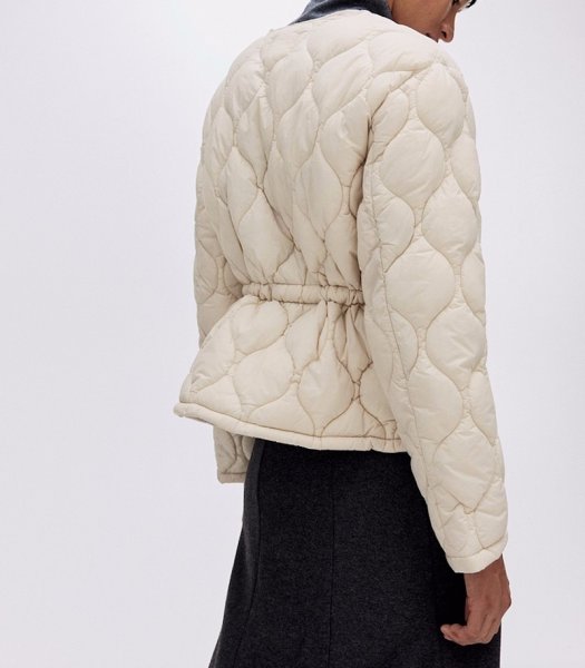 画像5: Women's Round neck waist shirred quilted jacket coat　ラウンドネックウエストシャーリングキルティングジャケットコートジャケット (5)