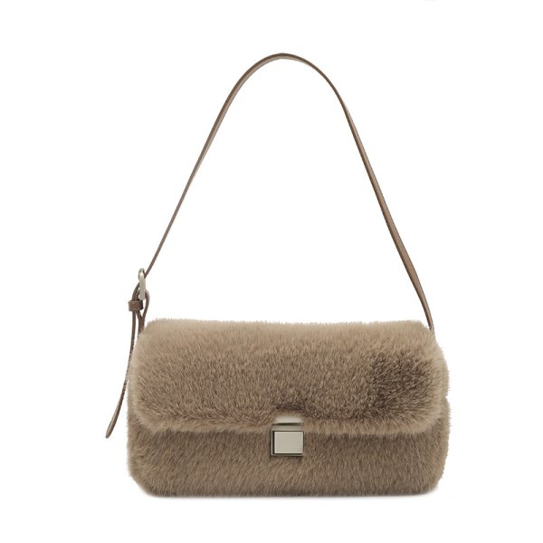画像1: Fluffy faux fur tote shoulder underarm bag モコモコファーベーシックトートショルダーアンダーアームバッグ (1)