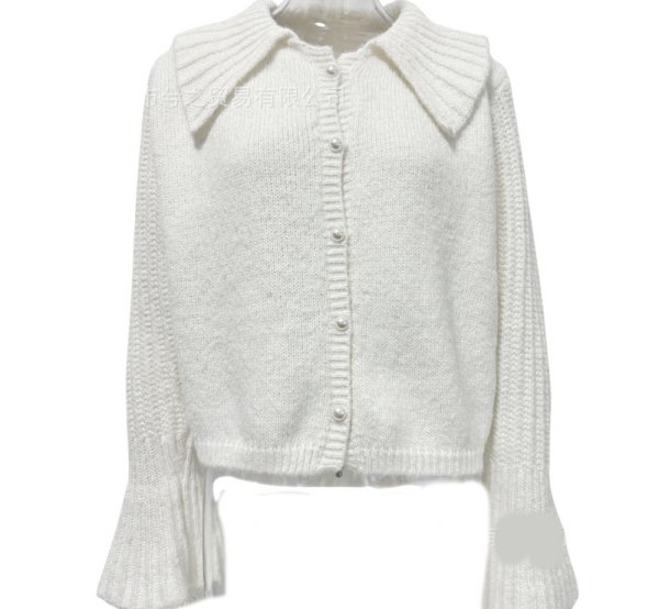 画像5: Big collar bell sleeve knit cardigan sweater knit 　ビッグカラー襟ニットカーディガン (5)