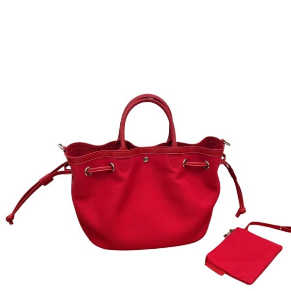 画像4: Canvas and leather tote shoulder bucket bag キャンバス＆レザートートショルダーバケットバッグ (4)