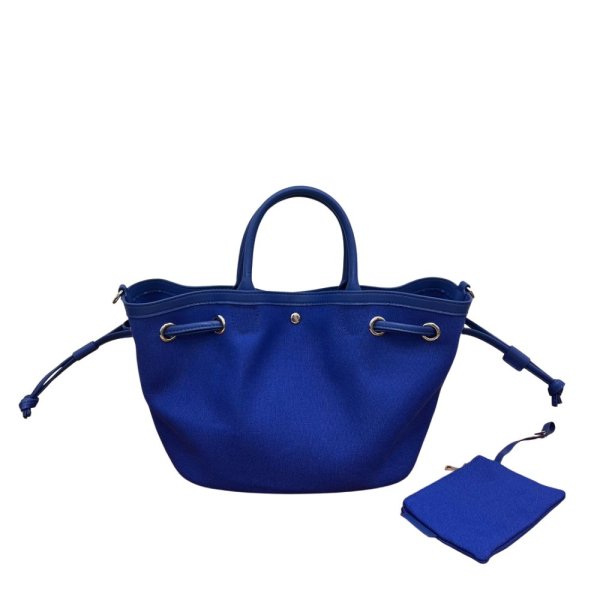 画像6: Canvas and leather tote shoulder bucket bag キャンバス＆レザートートショルダーバケットバッグ (6)