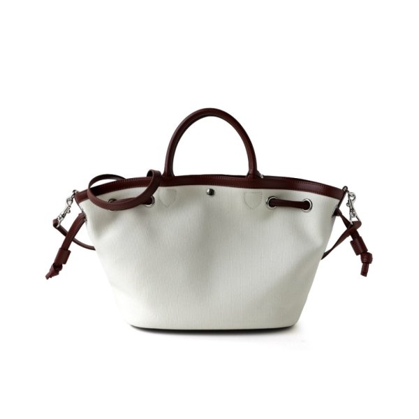 画像3: Canvas and leather tote shoulder bucket bag キャンバス＆レザートートショルダーバケットバッグ (3)
