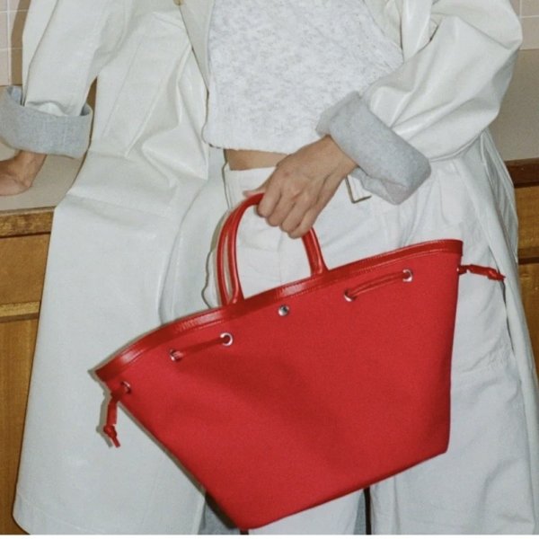 画像7: Canvas and leather tote shoulder bucket bag キャンバス＆レザートートショルダーバケットバッグ (7)