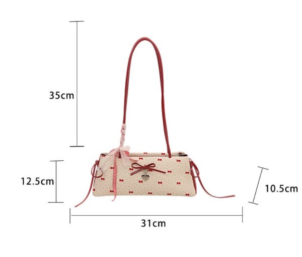 画像3: Ribbon print horizontal tote shoulder/crossbody bag  リボンプリント横長トートショルダーアンダーアームバッグ (3)