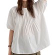 画像2: Women's French lantern sleeve puff sleeve short sleeve blouse フレンチパフスリーブ ピンタック ラタンスリーブ 半袖シャツ ブラウス (2)